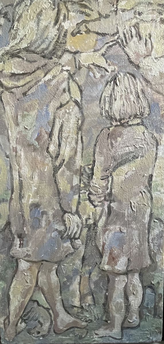 private collection , titel morgenwandeling1 ,50 x30 , fresco / cement , 750 euro private collection , titel morgenwandeling1 ,50 x30 , fresco / cement , 750 euro